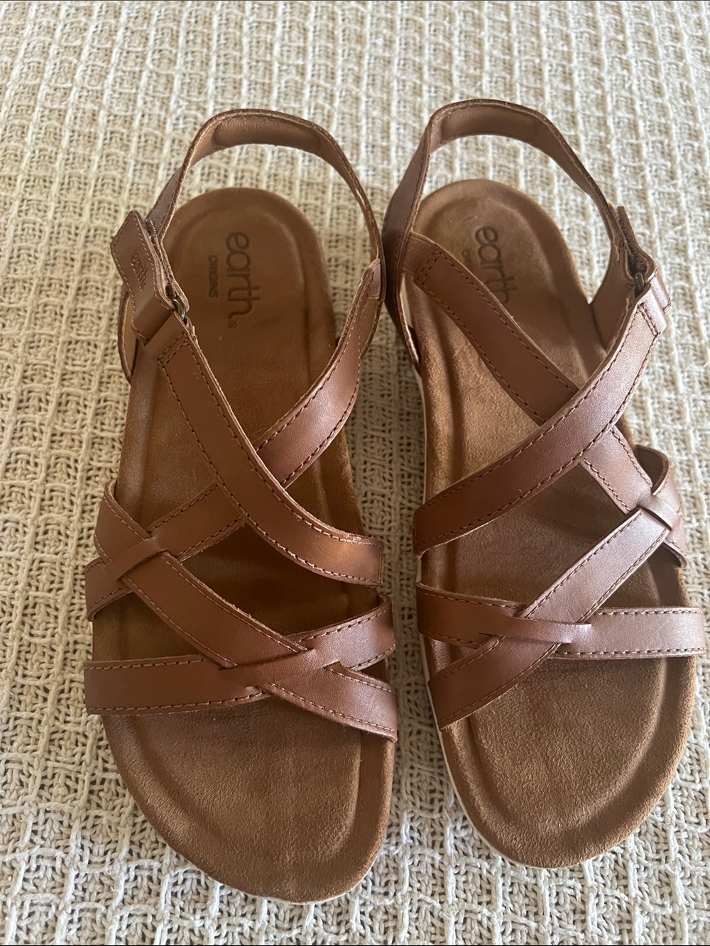Earth Origins Women's Tan Strappy Slingback Sandals